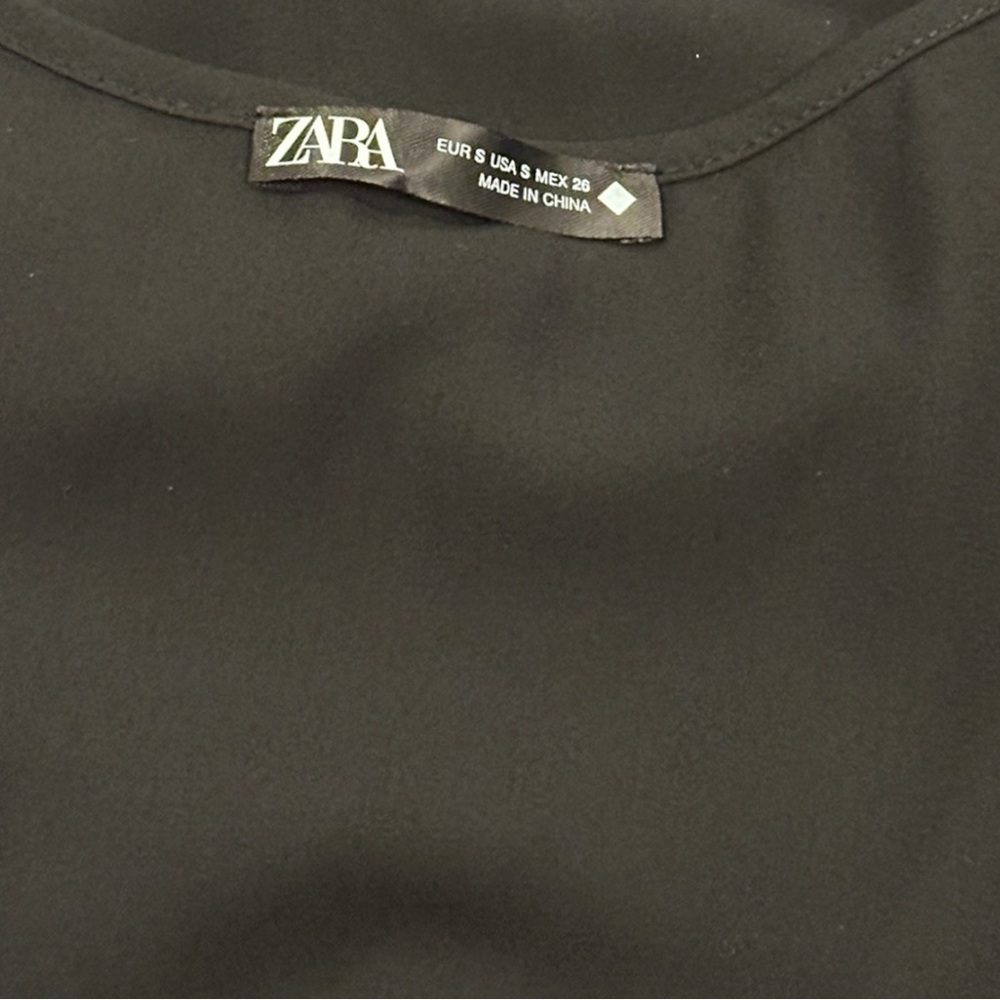 EUC Zara Semi Sheer Mini V-Neck Slip Dress in Black. Size Small - Picture 9 of 11